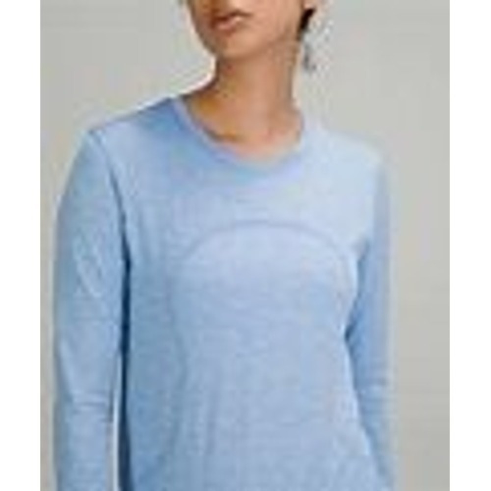 719-Lululemon Swiftly Relaxed Long Sleeve Shirt-Blue Nile / White - Picture 4 of 7